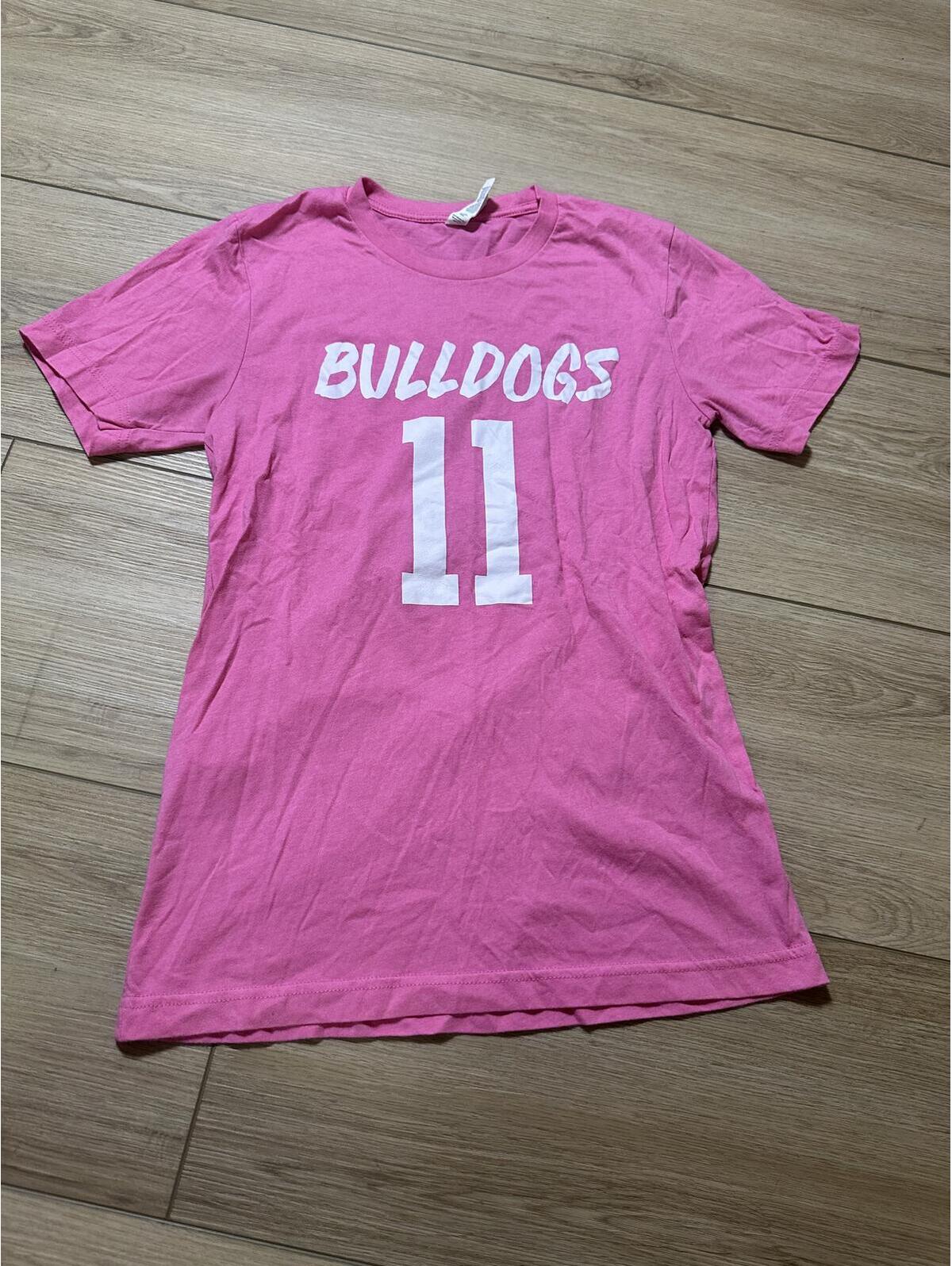 Bella+Canvas Pink Bulldogs Grider #11 Graphic T-Shirt Size S